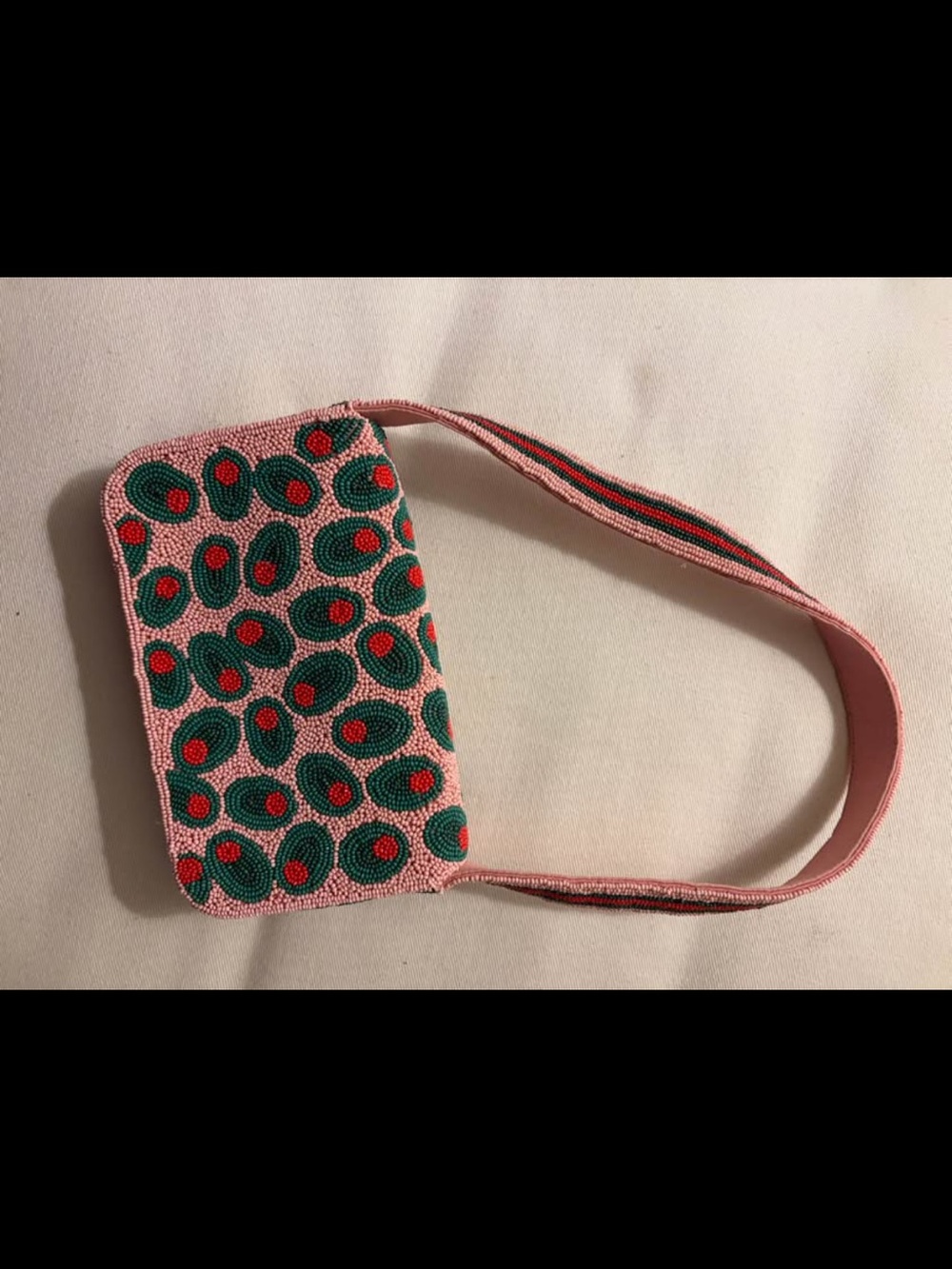 Pink Beaded Shoulder Bag with Olives - Maeve - Picture 4 of 4